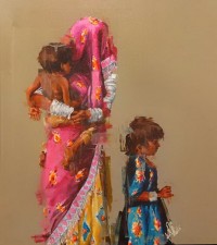 Khalid Khan-Kaay, 28 x 24 Inch, Acrylic on Canvas, Figurative Painting, AC-KHKN-079